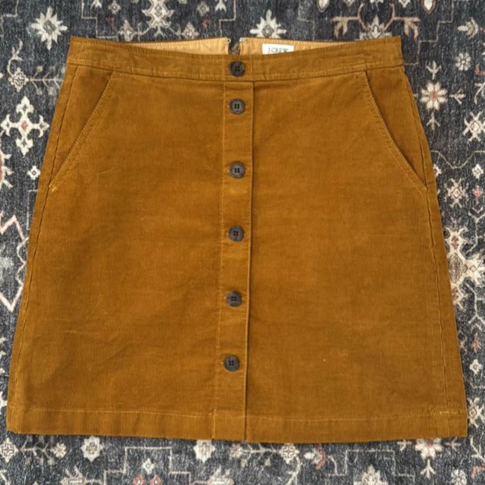 J.Crew Factory Button down skirt Corduroy- golden brandy size 4